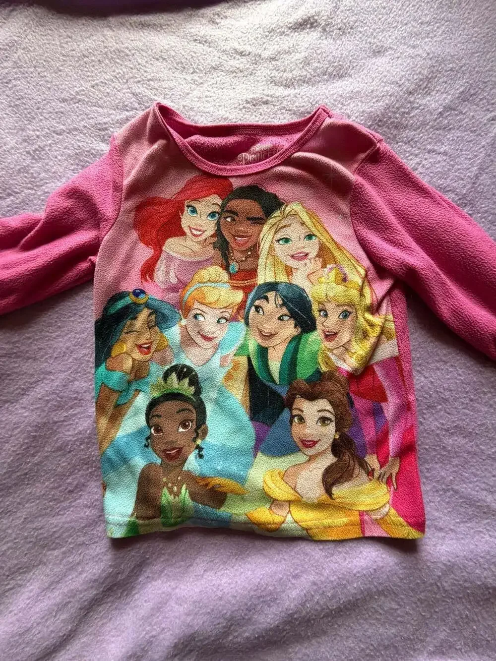 Disney Princess Girls Fleece 2-Piece Long Sleeve Pajama Set Size XS (4/5)